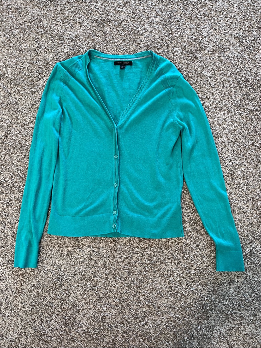 Banana Republic Teal Button-Front V-Neck Cardigan